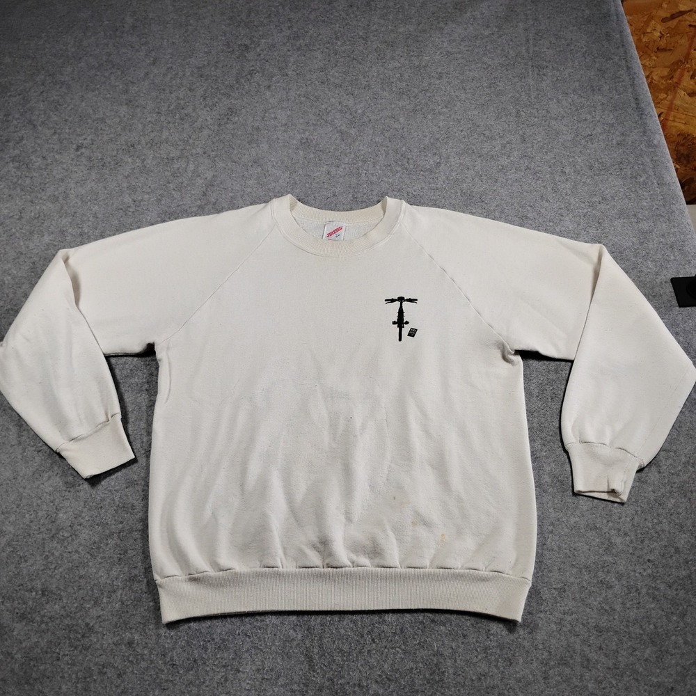 Vintage Jerzees Bike Boyz Graphic‎ Sweatshirt Mens Large White Raglan USA Made